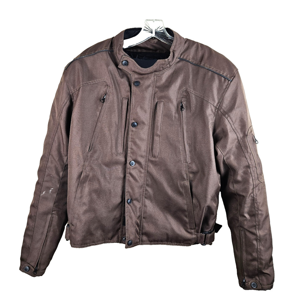 River Road MOTORCYCLE JACKET W/Pads Brown Mens M Vented Quilted insulated liner